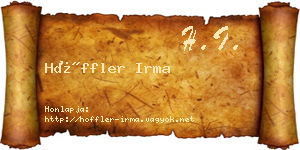 Höffler Irma névjegykártya